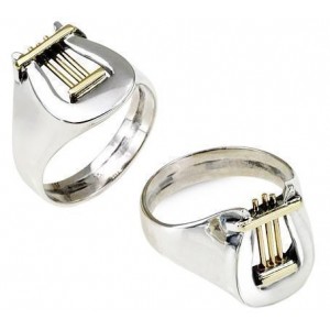 David’s Harp Ring in Sterling Silver & 9k Yellow Gold by Rafael Jewelry Artistes & Marques