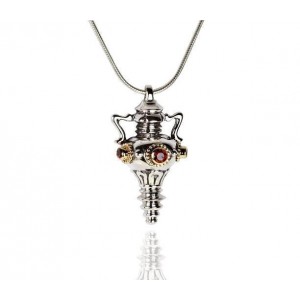 Water Jug Pendant in Sterling Silver with Yellow Gold & Garnet by Rafael Jewelry Artistes & Marques