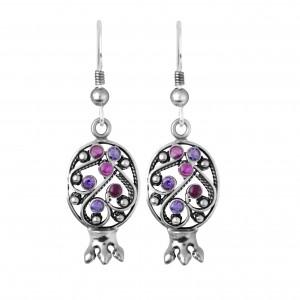 Pomegranate Earrings in Sterling Silver with Gems by Rafael Jewelry Artistes & Marques
