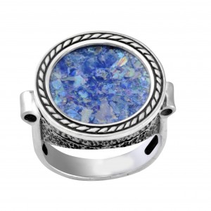 Roman Glass Ring in Sterling Silver by Rafael Jewelry
 Bijoux Juifs