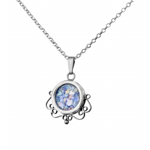 Sterling Silver Pendant with Roman Glass by Estee Brook Colliers & Pendentifs