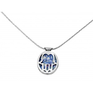 Hamsa Pendant in Sterling Silver & Roman Glass by Rafael Jewelry
 Israeli Jewelry Designers