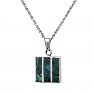 Square Eilat Stone Pendant in Sterling Silver by Rafael Jewelry Colliers & Pendentifs