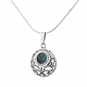 Round Pendant in Sterling Silver with Eilat Stone by Rafael Jewelry
 Colliers & Pendentifs