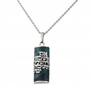Eilat Stone Pendant with If I Forget Thee Jerusalem in Sterling Silver by Rafael Jewelry Artistes & Marques