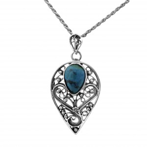 Drop Pendant in Sterling Silver with Eilat Stone by Rafael Jewelry Artistes & Marques
