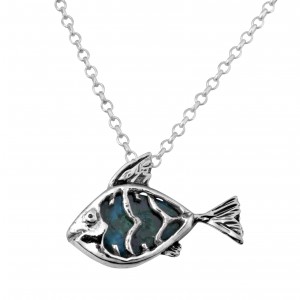 Fish Pendant in Sterling Silver & Eilat Stone by Rafael Jewelry Rafael Jewelry