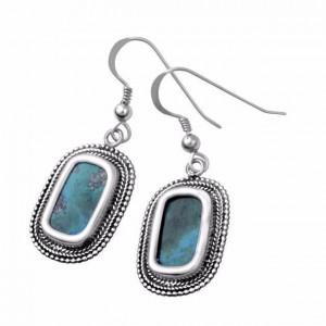 Oval Sterling Silver Earrings with Eilat Stone by Rafael Jewelry Boucles d'Oreilles