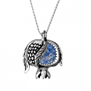 Pomegranate Sterling Silver Pendant with Roman Glass by Rafael Jewelry Artistes & Marques