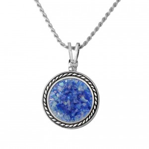 Roman Glass and Sterling Silver Round Pendant by Rafael Jewelry Colliers & Pendentifs