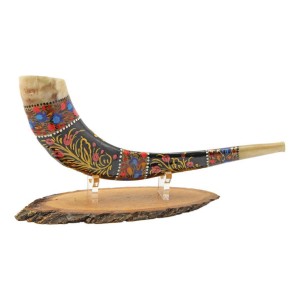 Hand-Painted Shofar with Pomegranate and Jerusalem Judaïque
