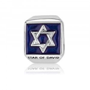925 Sterling Silver Star of David Charm with a Blue Enamel
 Bijoux Juifs
