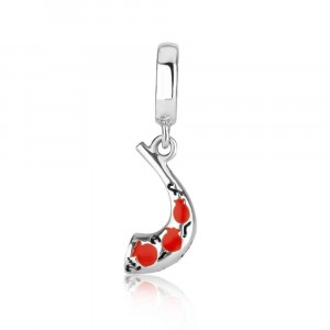 Ram’s Horn in 925 Sterling Silver with Red Enamel Finish
 Sterling Silver