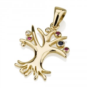 Tree of Life Pendant 14K Yellow Gold With Gemstones by Ben Jewelry Artistes & Marques