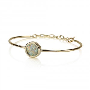 14K Yellow Gold and Roman Glass Bracelet by Ben Jewelry Artistes & Marques