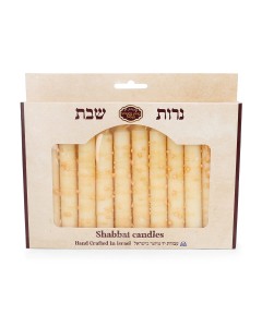 Galilee Style Candles Shabbat Candles with Dripped Lines - Natural Judaïque
