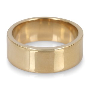 14K Gold Jerusalem-Made Traditional Jewish Flat-Sided Wedding Ring (8 mm) Alliances de Mariage