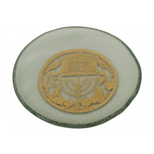 Glass Bowl with Gold Leaf Menorah, Ark and Judaica Items Décorations d'Intérieur