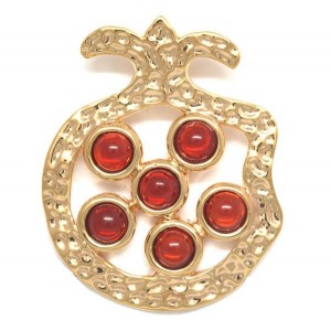 Gold Plated Pomegranate Pendant with Garnet Stones Marina Jewelry