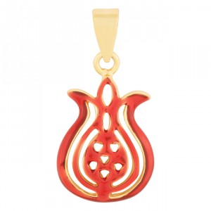 Pomegranate Pendant in Gold Plated and Wine Enamel Marina Jewelry