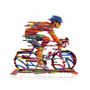 Multi Colored Cyclist Sculpture by David Gerstein Artistes & Marques