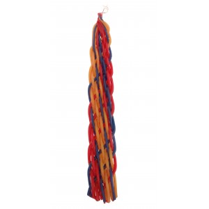 Galilee Style Candles Havdalah Candle with Crosshatching Red, Blue and Yellow Lines Judaïque
