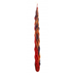 Galilee Style Candles Havdalah Candle with Dark Yellow, Blue and Red Braids Bougies de Fêtes Juives