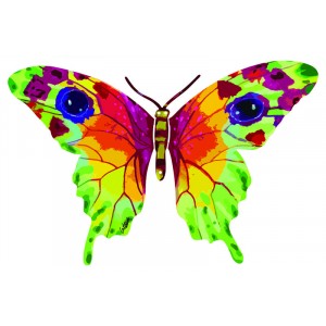 David Gerstein Metal Vered Butterfly Sculpture with Bright Colors Art Israélien
