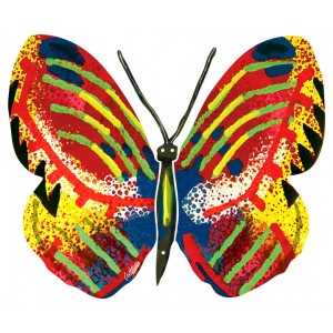 David Gerstein Metal Tsiona Butterfly Sculpture with Basic Colors Art David Gerstein