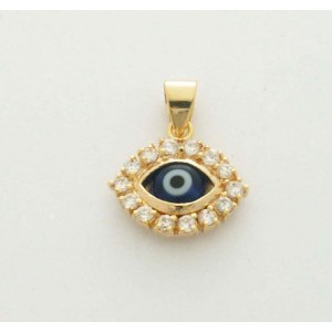 Pendant with Evil Eye and Zircon Stones in Gold Plated Marina Jewelry