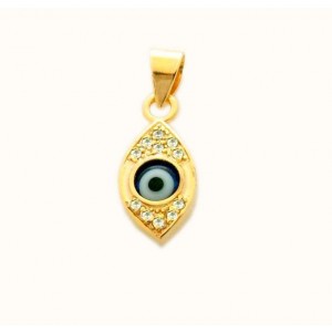 Gold Plated Pendant with Evil Eye and Zircon Stones Marina Jewelry