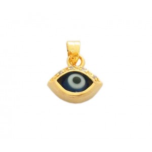 Evil Eye Gold Plated Pendant with Zircon Stones Marina Jewelry