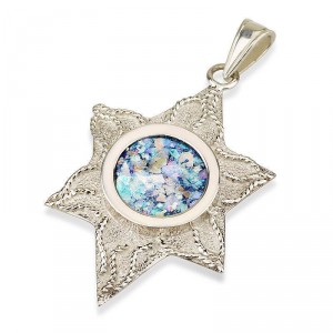 Star of David Pendant in Leaf Design Israeli Jewelry Designers