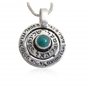 Disc Pendant with Angel Prayer & Turquoise Stone Artistes & Marques