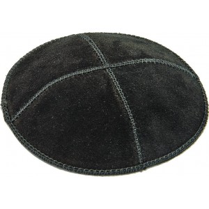 Black Suede Kippah with Four Sections in 16cm  Kippas