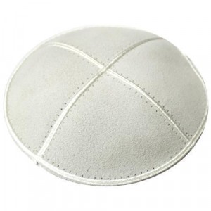 Suede Off-White Kippah with Four Sections in 16 cm Kippas
