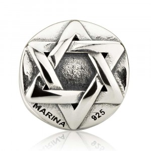 Star of David Charm with Round Frame in Sterling Silver Marina Jewelry