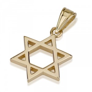 14k Yellow Gold Simple Star of David Pendant Colliers & Pendentifs