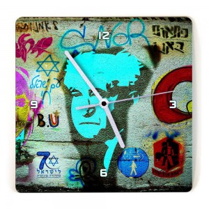 Ben Gurion Graffiti Square Wooden Clock By Ofek Wertman  Horloges
