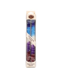 Wax Shabbat Candles by Galilee Style Candles with Blue, Purple, White and Red Stripes Bougies de Fêtes Juives