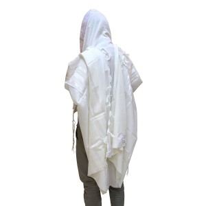 Talit Kalil Te'helet en Laine – Bandes Blanches Talits