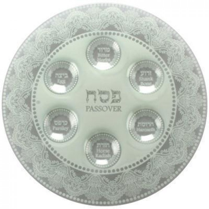 Glass White Seder Plate