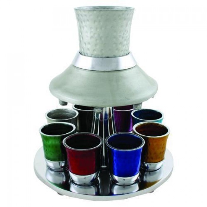 Wine Fountain in Aluminum with Eight Wine Cups Colorful