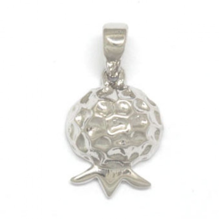 Pomegranate Pendant with Rhodium Plated Textured Design