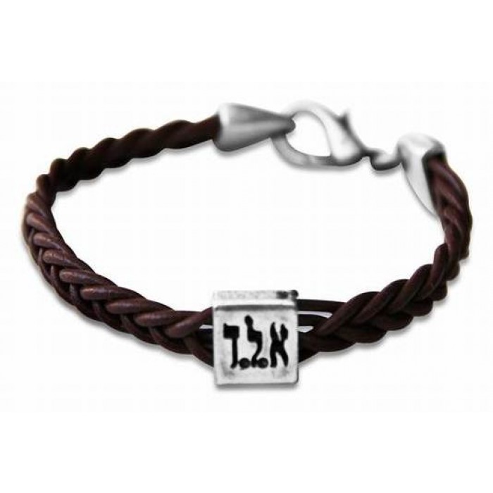 Leather Braided Bracelet with Kabbalah Evil Eye Protection 