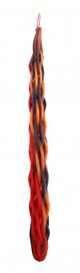 Galilee Style Candles Havdalah Candle with Dark Yellow, Blue and Red Braids