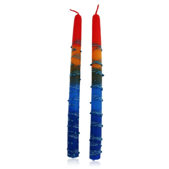 Galilee Style Candles Pair of Shabbat Candles with Five Colors
