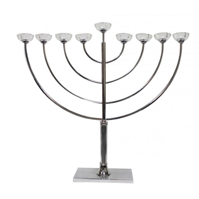 Large Size Hanukkah Menorah with Crystal Candleholders and Traditional Shape