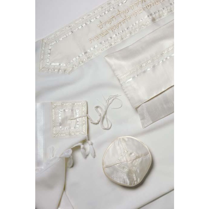 Classic White Tallit by Galilee Silks