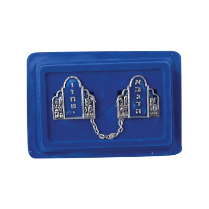 7 Centimeter Nickel Tallit Clips with Ten Commandments and Jerusalem